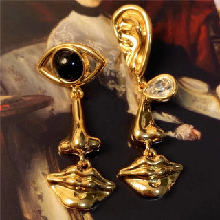 Third Eye Freshwater Pearl Tassel fashion cocktail Ring earrings face jewelry Halloween witch eye