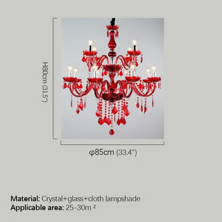 Fantasy European Luxury Crystal Pendent Lamp Red Wedding Room Living Room Restaurant Bedroom Villa Clothing Store KTV Chandelier