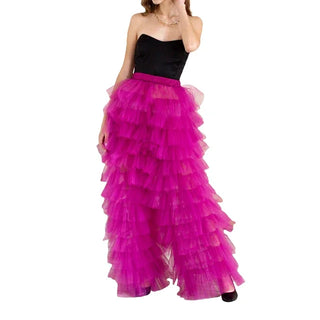 Custom Party Pants Tulle Solid Multi-Layer Ruffle Yarn High Waist Female Trousers Fashion Trousers Club Party Costumes