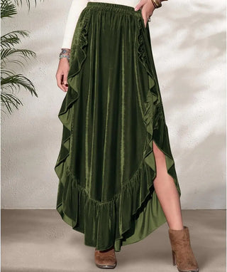 Victorian Skirts Women Medieval Renaissance Skirts Steampunk High Low Ruffle Skirt