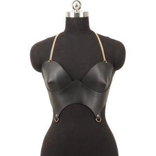 Harness Pu Leather Corset Top Black Corset Fashion Corset Women Bustier Top Corset Top Corset Top Gothic Clothing Accessory