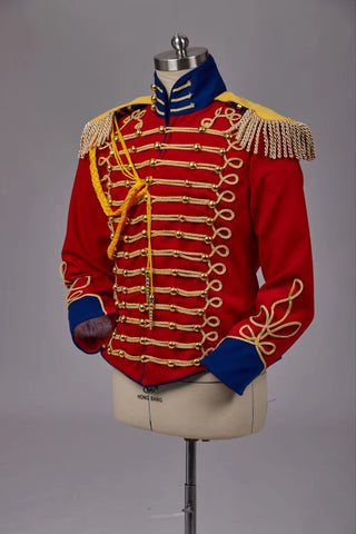 Historical Men's American Civil War Gold Braiding Hussar Officers Jacket With Gold Aiguillette Costume