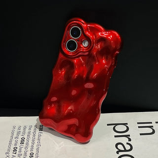 Fashion Red Wave Water Ripple TPU Phone Case For iPhone 11 12 13 14 16 Pro Max 15 Plus Anti-Fall Silicone Back Cover