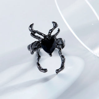 Halloween Exaggerated Spider Rings for Gothic Aesthetic Dark Animal Imitation Pearl Finger Ring Men Party Punk Jewelry