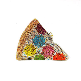 NEW drop women rhinestone purse funny pizza bag chic luxury Crystal Clutches