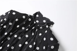 Polka Dot Print Mini Ruched Elegant Retro