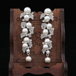 Pearl diamond drop Gold and silver Earrings Faux Pearl Crystal Statement Earrings Party Jewelry