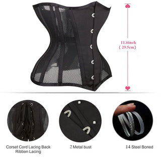 Gothic Corset Hourglass Waist Trainer Corset Bustier Underbust Mesh Corselet Modeling Strap Shapewear Women Girdle