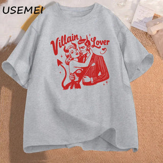 Villain Lover T-shirts Dark Romance Tee Retro Bookish Merch Graphic T Shirts Book Lover Gift YA Dark Fantasy Book Club Clothes
