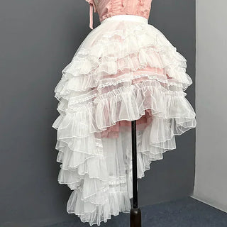 Gothic Lolita Layered Underskirt Sweet Princess Mesh High Low Ruffled Skirt
