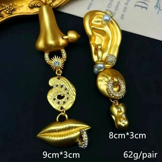 Third Eye Freshwater Pearl Tassel fashion cocktail Ring earrings face jewelry Halloween witch eye