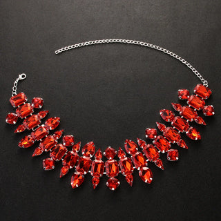 Faux Ruby Regal Red Geometric Necklace hollywood halloween Full Elegant Wedding Collar Torques 2024 Fashion Jewelry for Neck Gifts
