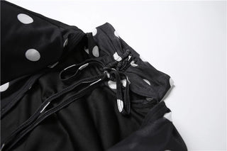 Polka Dot Print Mini Ruched Elegant Retro