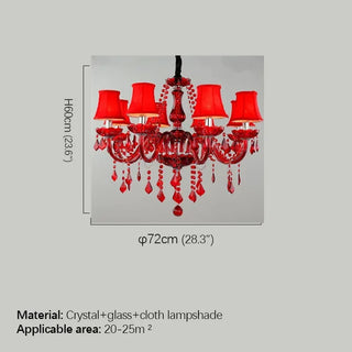 Fantasy European Luxury Crystal Pendent Lamp Red Wedding Room Living Room Restaurant Bedroom Villa Clothing Store KTV Chandelier