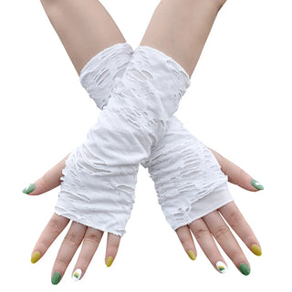 Gloves Mummy zombie Gothic Fingerless Gloves Halloween Black grey white Ripped Holes Decor Cosplay Gloves For Adults