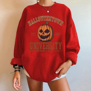 Halloween Pumpkin Letter Print Sweatshirt Round Neck Casual Trend Sweatshirt Autumn Spring Women's Clothing Spy X Family