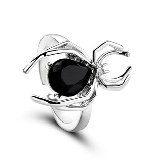 Halloween Exaggerated Spider Rings for Gothic Aesthetic Dark Animal Imitation Pearl Finger Ring Men Party Punk Jewelry