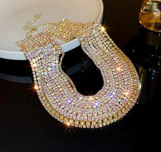Multilayers Crystal Chokers Necklaces Rhinestone Chains Fashion Statement Jewelry