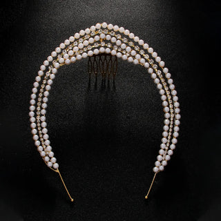 Gorgeous Boho Princess Pearl Headband Headpiece for Women Wedding Elegant Gifts Rhinestone Bridal Hairband Hair Accessories