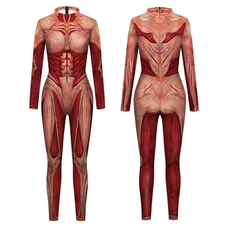 Onsie Muscle sideshow Halloween Jumpsuit Cosplay Costume Long Sleeved Bodysuit Halloween Zentai 3D Printing Outfit