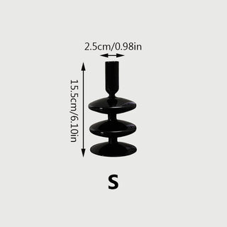 Black Glass unique Candle Holder Living Room Modern Halloween Decoration Table Creative Candlestick Glass Vase Bookshelf Decor