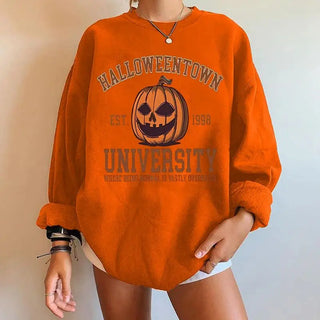 Halloween Pumpkin Letter Print Sweatshirt Round Neck Casual Trend Sweatshirt Autumn Spring Women's Clothing Spy X Family