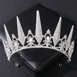 Baroque Vintage Black Crystal Rhinestone Crowns Bride Queen Princess Wedding Hair Accessories Elegant Tiara Diadem Women Jewelry