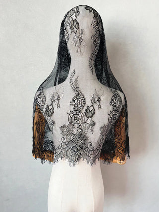 Lace Mantilla Church Veil Latin Mass Muslin Head Covering Black Spanish Christian Veils For Wedding Bride Chapel Catholic Veil