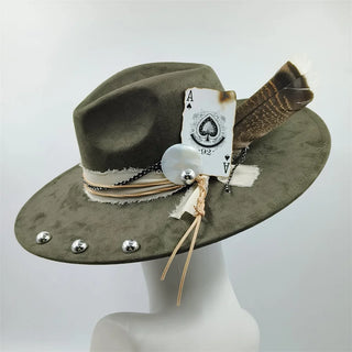 Retro Suede Fedora Hat Feather Accessories Fedora jazz Cap Panama Fashion Party Hats Autumn 2024
