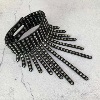 O-ring Choker Black Adjustable Leather Punk Metal Choker studded silver Collar Cosplay Halloween Necklaces