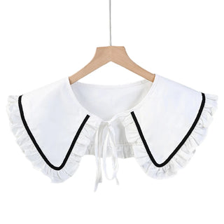 Renaissance Tulle Ruffled Fake Collar Layered Mesh Clown Choker Lace-Up Ribbon Victorian Neck Ruff Shawl Cosplay Props