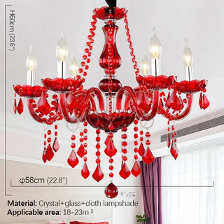 Fantasy European Luxury Crystal Pendent Lamp Red Wedding Room Living Room Restaurant Bedroom Villa Clothing Store KTV Chandelier