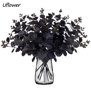 34cm Black Eucalyptus Leaves Artificial Flowers Bouquet Room Party Chritmas Decoration Desktop Artificial Plants Home Decor