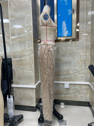 Mermaid Glitter Sequin Embroidery Loose Fit Long Pants