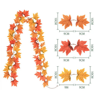 Halloween Black Maple Leaf Garland Autumn Artificial Plant Wall Hanging Thanksgiving Halloween Leaves Home Garden Decoration