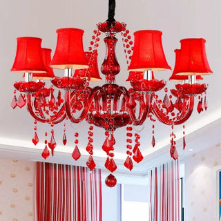 Fantasy European Luxury Crystal Pendent Lamp Red Wedding Room Living Room Restaurant Bedroom Villa Clothing Store KTV Chandelier