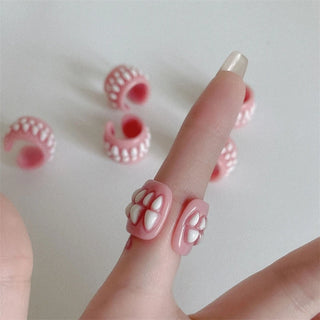 Braces Colorful Acrylic Teeth Rings Geometric Resin Ring Halloween Party Jewelry