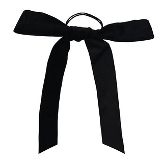 Fashion Vintage Black Velvet Bow Hair Ribbon Scrunchie for Women Girls Long Elastic Hair Tie Headwear Female Hair Accessories