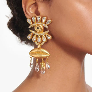 Baroque Style Vintage Metal Eyes Design Dangle Earrings Jewelry Fashion Exaggerated Lady Ears' Accessories