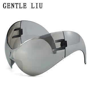 Bug fashion Oversized Y2k Sports Sunglasses Women 2000's Wrap Around Shield Goggle Men Luxury Brand Designer Trends Punk Sun Glasses Oculos