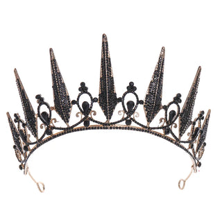 Baroque Vintage Black Crystal Rhinestone Crowns Bride Queen Princess Wedding Hair Accessories Elegant Tiara Diadem Women Jewelry