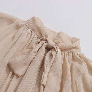 Whimsical Loose Sheer Blouse High Neck Long Sleeves Patchwork Ruffles Folds Elegant