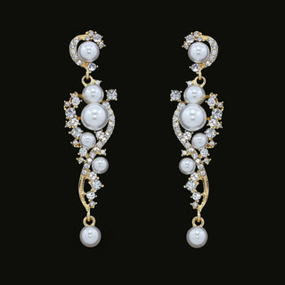 Pearl diamond drop Gold and silver Earrings Faux Pearl Crystal Statement Earrings Party Jewelry