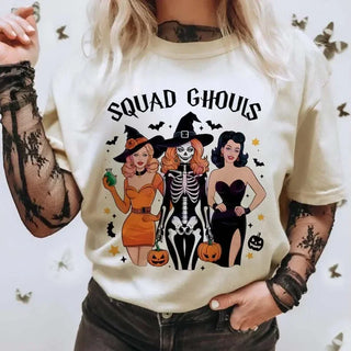 Printed Cartoon Ghouls Horror Characters Pattern New Top Summer O-Neck Casual Style Fashion Style Halloween Trendy T-Shirt