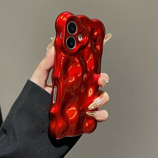 Fashion Red Wave Water Ripple TPU Phone Case For iPhone 11 12 13 14 16 Pro Max 15 Plus Anti-Fall Silicone Back Cover