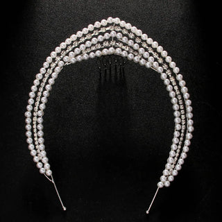 Gorgeous Boho Princess Pearl Headband Headpiece for Women Wedding Elegant Gifts Rhinestone Bridal Hairband Hair Accessories