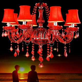 Fantasy European Luxury Crystal Pendent Lamp Red Wedding Room Living Room Restaurant Bedroom Villa Clothing Store KTV Chandelier