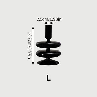 Black Glass unique Candle Holder Living Room Modern Halloween Decoration Table Creative Candlestick Glass Vase Bookshelf Decor