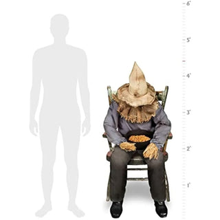 Halloween Sitting Scarecrow Animatronic Halloween Décor Horror Décor 4.5 Feet Scary Decoration Motion and Sound Activated
