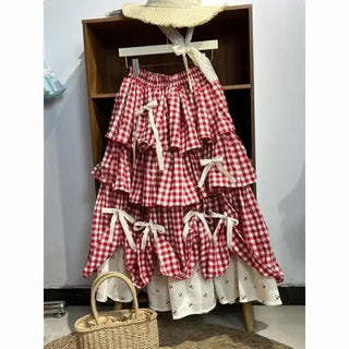 Ruffle Plaid Skirts Vintage